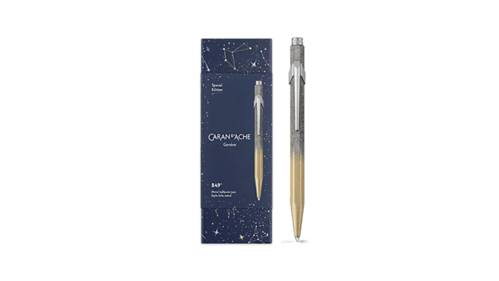 Penna a Sfera Caran d'Ache 849 Cosmic Blue Dorata box by Fulker